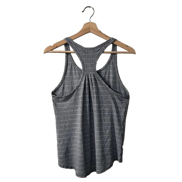 Lululemon Yogi Everyday Top Size 4 Short Serve Heathered Gray Striped Racerback - Picture 3 of 9